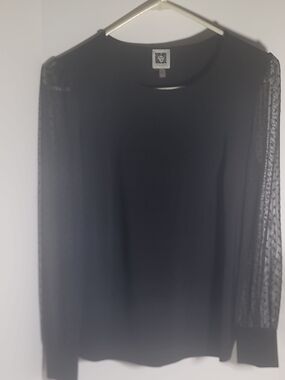 Anne Klein Black Top with Lion Logo Tag